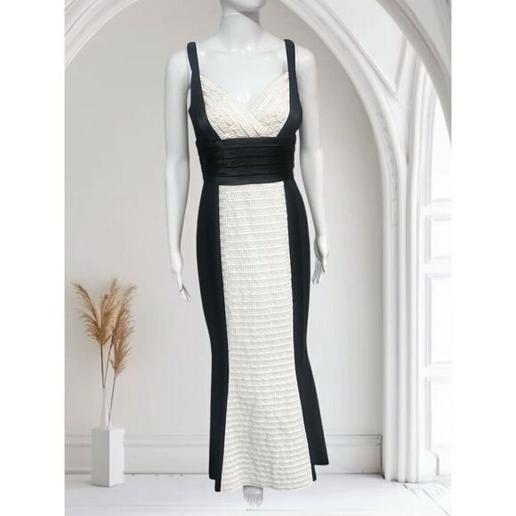 Carmen Marc Valvo Black & White Evening Gown - Picture 1 of 9